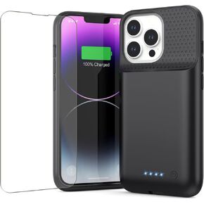 Feob Battery Case for iPhone 13/13 Pro/14,[2024 Upgraded] 7500 mAh Ultra-Slim Portable Extended Charger Case Cover for iPhone 13/13 Pro/14 Charging Case (6.1 Inch)-Black