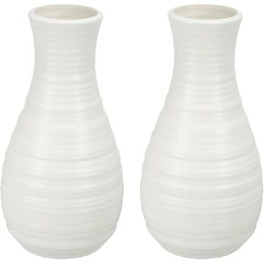 PATIKIL Flower Vase, 2 Pack Plastic Vase for Flowers Ceramic Look Table Centerpieces for Home Room Decor, Green