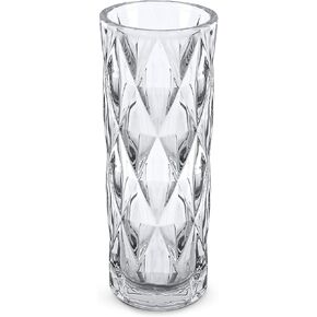 Royal Imports Flower Rose Vase Crystal-look Glass, Clear Modern Decorative Centerpiece Large Opening, Wedding Table Bouquet, Living Room Gift - Diamond Design