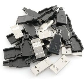 Maxmoral 10PCS USB 2.0 Connector A Type Male 4-Pin Plug with Black Plastic Cover DIY Connector