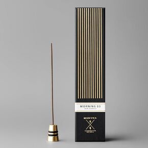 incense set, Japanese Incense sticks with a brass holder, hand-made by artisan, 30sticks, Morning Series (Morning03 - Hinoki)