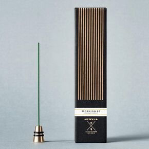 incense set, Japanese Incense sticks with a brass holder, hand-made by artisan, 30sticks, Morning Series (Morning03 - Hinoki)