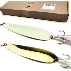 Magnum Flutter Spoon Fishing Spoon Lures, Large Saltwater Flutter Spoons Fishing Lure for Striped Bass, Salmon, Walleye, Big Trolling Spoons Striper Spoons Bait for Saltwater Freshwater