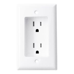 Construct Pro Single Gang Recessed Dual Power Outlet (White)