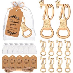 50Pcs 70th Birthday Bottle Opener Set, 70th Golden Bottle Openers Birthday Personalized Party Favors 70th Wedding Anniversaries Souvenirs Favors for Guests Gifts Decorations