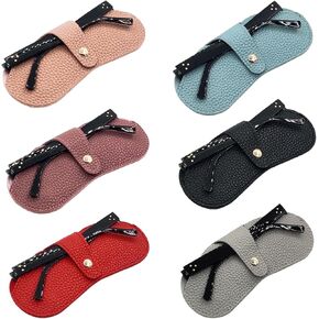 Sunglasses Bag Glasses Storage Case Soft Leather Portable Glasses Case Holder Anti Pressure Glasses Bag Fashion Eyewear Protective Cover for Daily Use Travel 6 PCS