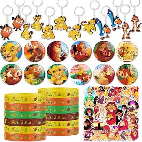 86 قطعة من مجموعة هدايا حفلات الأسد الملك الكرتونية، ملصقات سلسلة مفاتيح من السيليكون لسوار أسد الغابة الملك، أزرار لمستلزمات حفلات أعياد الميلاد من أجل الأسد الملك، حشو حقيبة جودي الأسد in Kuwait