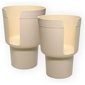 Gadjit Cup Keeper Adapter (2 Pack) Expands Car Cup Holder to Hold Mugs, Convenience Store Cups, Water + Soda Bottles with Bases up to 3.25" and up to 8-10" Tall (Tan)