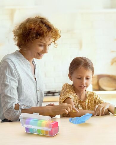 ZIKEE Large Weekly Pill Organizer, Portable Pill Box 7 Day with Double Protection, 7 Separate Colorful Pill Cases for Pocket or Purse, Daily Pill Container for Big Supplements, Vitamins, Fish Oils in Kuwait