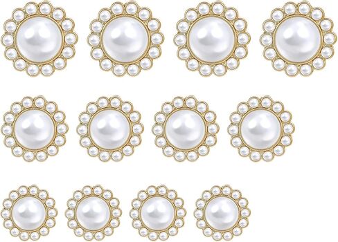 12 PCS Buttons, Pearl Buttons, Vintage Buttons, Metal Button Rhinestone Faux Pearl Buttons Embellishments Set for Coa Suits Knitting Sweaters Sewing Crafting Replacement, and Handmade Crafts (Pearl) in Saudi Arabia