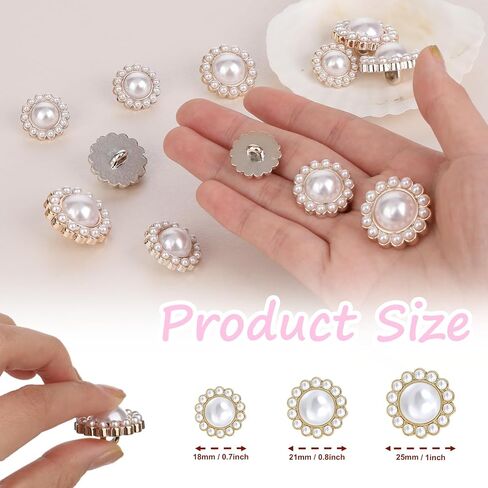 12 PCS Buttons, Pearl Buttons, Vintage Buttons, Metal Button Rhinestone Faux Pearl Buttons Embellishments Set for Coa Suits Knitting Sweaters Sewing Crafting Replacement, and Handmade Crafts (Pearl) in Saudi Arabia