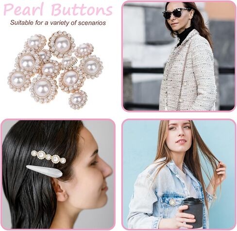 12 PCS Buttons, Pearl Buttons, Vintage Buttons, Metal Button Rhinestone Faux Pearl Buttons Embellishments Set for Coa Suits Knitting Sweaters Sewing Crafting Replacement, and Handmade Crafts (Pearl) in Saudi Arabia