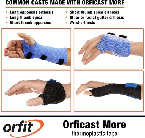 Orficast Easy-Form Splinting Material Heat-Activated Thermoplastic Tape For Trigger Finger, Thumb, Arthritis Pain Relief, Hand Support 1" x 9’, Black, One Roll in Saudi Arabia
