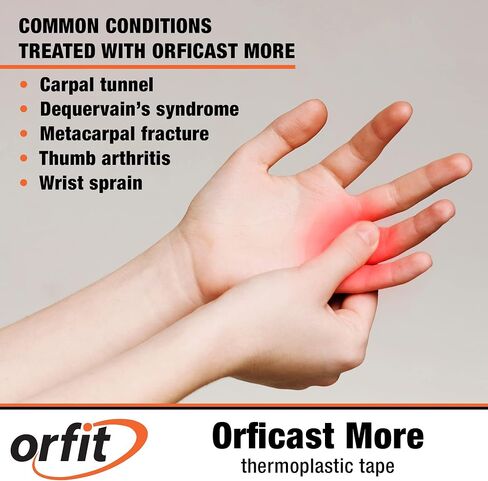 Orficast Easy-Form Splinting Material Heat-Activated Thermoplastic Tape For Trigger Finger, Thumb, Arthritis Pain Relief, Hand Support 1" x 9’, Black, One Roll in Saudi Arabia