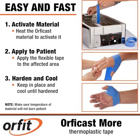 Orficast Easy-Form Splinting Material Heat-Activated Thermoplastic Tape For Trigger Finger, Thumb, Arthritis Pain Relief, Hand Support 1" x 9’, Black, One Roll in Saudi Arabia