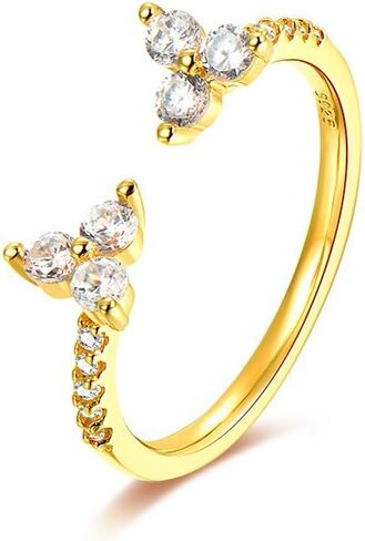 espere Womens Sterling Silver Rings Open Cluster Ring 18K Gold Plated in Saudi Arabia