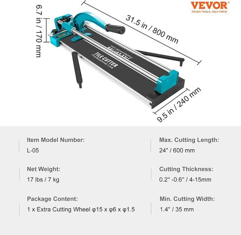 Mophorn 48 Inch Tile Cutter Single Rail Double Brackets Manual Tile Cutter 3/5 in Cap w/Precise Laser Manual Tile Cutter Tools for Precision Cutting (48 Inch) in Saudi Arabia