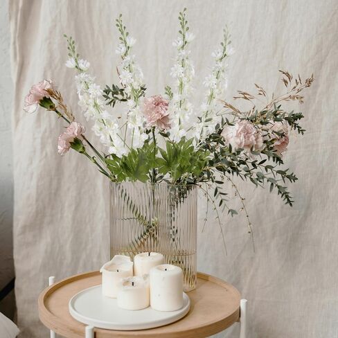 6PCS White Artificial Delphinium Flowers 33" Long Stems White Flowers Larkspur Silk Flowers for Tall Vase White Fake Flowers for Wedding Centerpieces for Home Decor Indoor (White) in Saudi Arabia