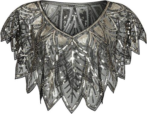 شال 1920s يلتف بالترتر، كيب مسائي مطرز، كيب ترتر، شال نسائي من العشرينيات من القرن العشرين، شال زفاف مطرز بالترتر، شال بوليرو، غطاء فلابر للسهرات in Kuwait