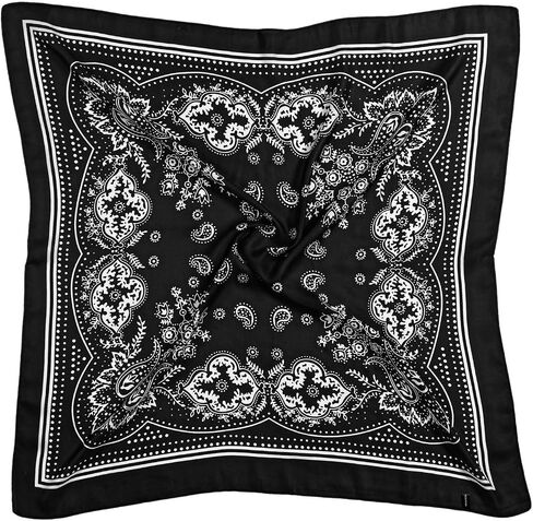 Satin Head Scarf, Like Silk Square Scarf Sleeping Hair Wrapping Bandana Head Scarf Neck Scarf for Women Girls (27.5 In, Black) in Saudi Arabia