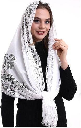 يهفان اون لاين، شال للنساء، حجاب للرأس، شال من التول القطني الناعم، غطاء الرأس حجاب المصلى، شال دانتيل in Kuwait