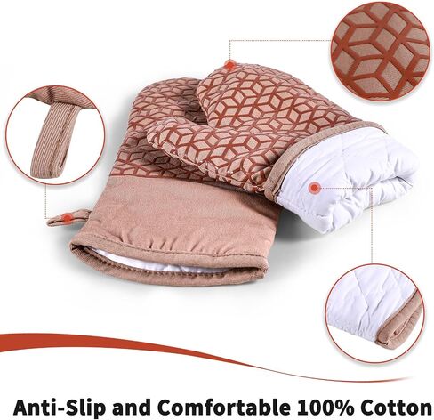 Oven Mitts And Pot Holders Set 6Pcs,Kitchen Oven Glove,High Heat Resistant 500°F Large Size Oven Mits And Potholders With Soft Cotton Lining And Non-Slip Silicone Surface For Cooking (Black) in Kuwait