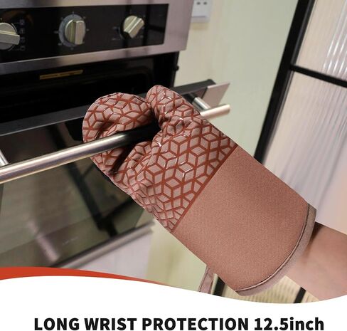 Oven Mitts And Pot Holders Set 6Pcs,Kitchen Oven Glove,High Heat Resistant 500°F Large Size Oven Mits And Potholders With Soft Cotton Lining And Non-Slip Silicone Surface For Cooking (Black) in Kuwait
