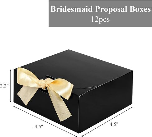 Shindel 12PCS Bridesmaid Proposal Boxes, Black Gift Boxes with Lids Kraft Paper Gift Boxes for Presents Wedding Birthday in Saudi Arabia