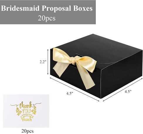 Shindel 12PCS Bridesmaid Proposal Boxes, Black Gift Boxes with Lids Kraft Paper Gift Boxes for Presents Wedding Birthday in Saudi Arabia