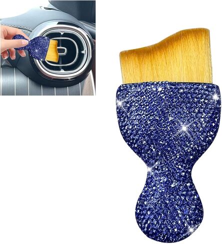 Car Interior Dust Brush, Diamond Detailing Brush, Auto Bling Handle Soft Bristles Curved Brushes, Scratch Free Car Interior Cleaning Tool for Vehicle Dashboard, Air Conditioner Vent (Black) in Saudi Arabia