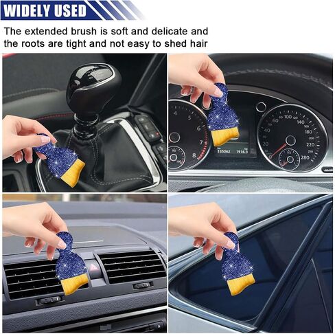 Car Interior Dust Brush, Diamond Detailing Brush, Auto Bling Handle Soft Bristles Curved Brushes, Scratch Free Car Interior Cleaning Tool for Vehicle Dashboard, Air Conditioner Vent (Black) in Saudi Arabia