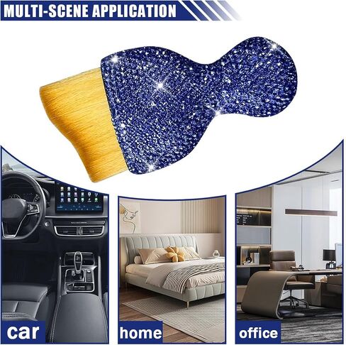 Car Interior Dust Brush, Diamond Detailing Brush, Auto Bling Handle Soft Bristles Curved Brushes, Scratch Free Car Interior Cleaning Tool for Vehicle Dashboard, Air Conditioner Vent (Black) in Saudi Arabia