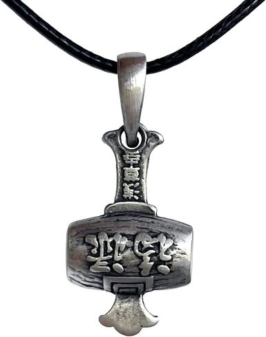 Daikokuten Daikoku God of Wealth Magic Money Hammer Japanese Shinto Buddhism Lucky Good Luck Charm Protection Amulet Safe Travel Talisman Silver Pewter Men's Pendant Necklace w Black Leather Cord in Saudi Arabia