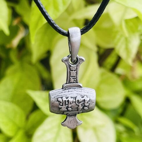 Daikokuten Daikoku God of Wealth Magic Money Hammer Japanese Shinto Buddhism Lucky Good Luck Charm Protection Amulet Safe Travel Talisman Silver Pewter Men's Pendant Necklace w Black Leather Cord in Saudi Arabia