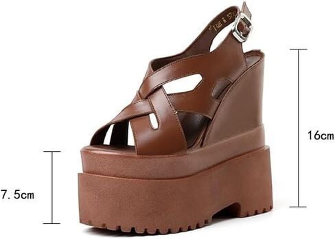 Summer New Retro Super High Wedges Heels Platform Peep Toe Cross-tied Buckle Strap Genuine Leather Women Gladiator Sandals 240306 in Saudi Arabia