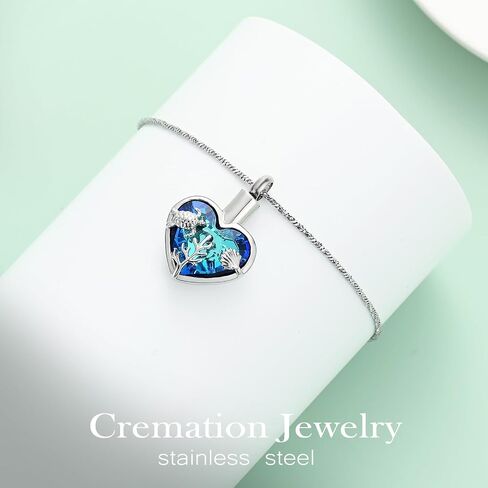 Yinplsmemory Sea Turtle Urn Necklaces for Ashes for Women Men Stainless Steel Crystal Heart Urn Locket Pendant Keepsake Memorial Cremation Jewelry in Saudi Arabia