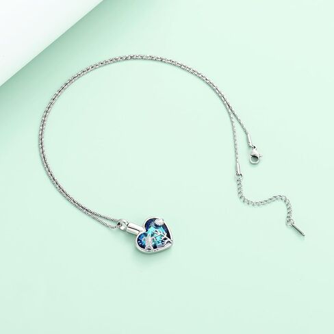 Yinplsmemory Sea Turtle Urn Necklaces for Ashes for Women Men Stainless Steel Crystal Heart Urn Locket Pendant Keepsake Memorial Cremation Jewelry in Saudi Arabia