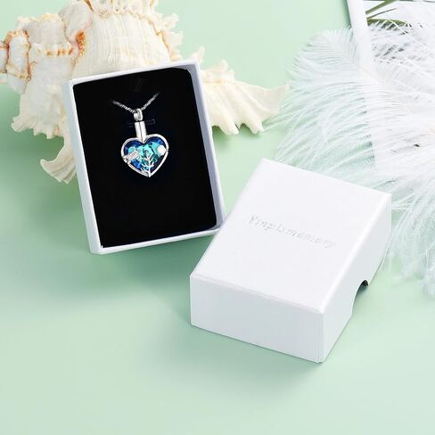 Yinplsmemory Sea Turtle Urn Necklaces for Ashes for Women Men Stainless Steel Crystal Heart Urn Locket Pendant Keepsake Memorial Cremation Jewelry in Saudi Arabia