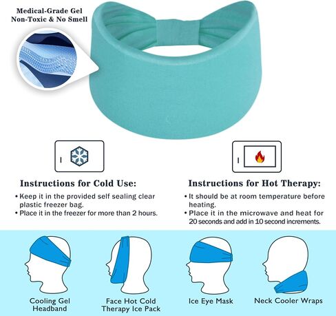 Crimmy Migraine Headache Relief Cap, Cooling Gel Headband Neck Wrap Hat Mask, Soothing Ice Pack Head Face Cold Compress for Tension Stress & Hangover in Saudi Arabia