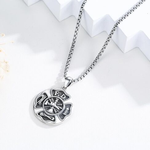 قلادة سانت فلوريان من الفضة الإسترليني عيار 925، قلادة رجال الإطفاء سانت فلوريان، مجوهرات تميمة القديس الراعي، هدية تحمينا للرجال والنساء، 20+2 بوصة in Kuwait
