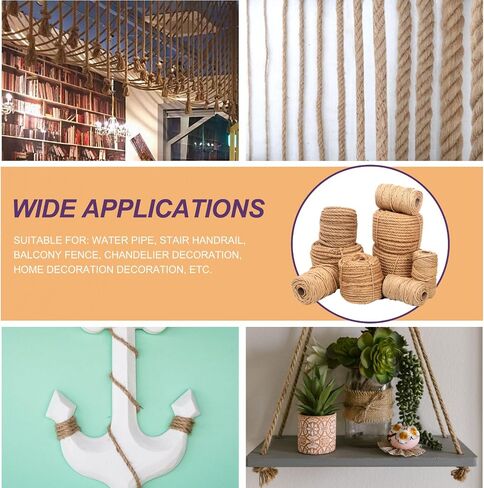 Swpeet 4mm x 328 Feet Jute Twine Braided Natural Jute Rope, Long Twine String Wrapping Packing Gardening Crochet Perfect Arts Crafts Gift Twine Christmas Twine for Craft Projects, Wrapping, Packing in Saudi Arabia