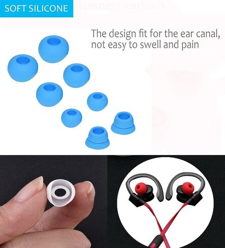 10pcs Black Double Flange Replacement Silicone Earbuds EarTips 4.1mm Connector(Fits PowerBeats 2 wireless) in Saudi Arabia