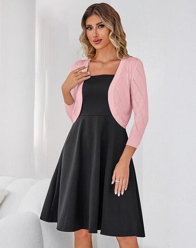 سترة نسائية قصيرة بأكمام 3/4 سترة بوليرو مفتوحة من الأمام وقصيرة للفساتين in Kuwait