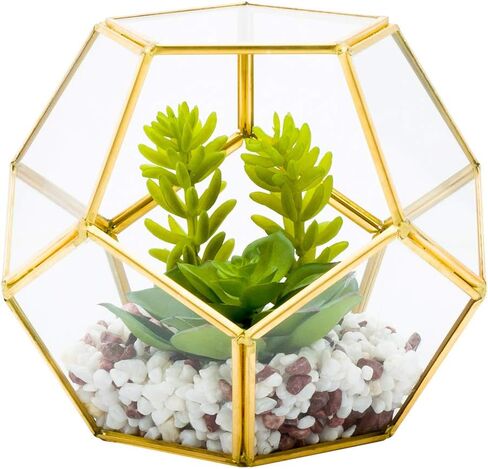 4.7 x 5 Inch Faux Succulent, 1 Realistic Artificial Succulent - In Incline Edge Glass Terrarium, Use As Table Decor, Shelf Decor, Or Centerpiece, Plastic Fake Desk Plant, For Homes Or Weddings in Saudi Arabia