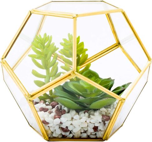 4.7 x 5 Inch Faux Succulent, 1 Realistic Artificial Succulent - In Incline Edge Glass Terrarium, Use As Table Decor, Shelf Decor, Or Centerpiece, Plastic Fake Desk Plant, For Homes Or Weddings in Saudi Arabia