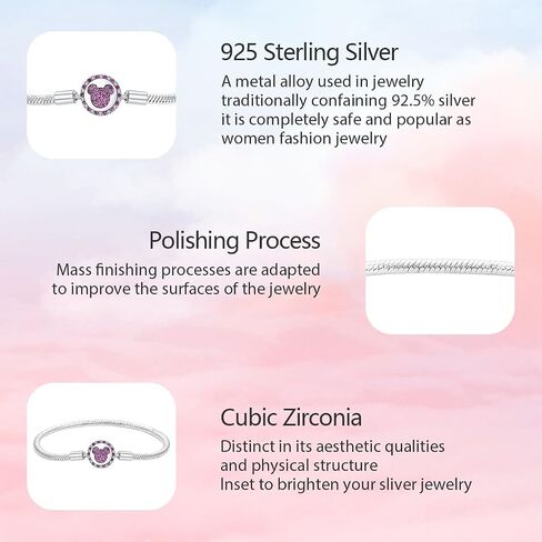 Butterfly Heart Stars and Moon Pattern Charms Bracelet Fit Charms 925 Sterling Silver with 5A Cubic Zirconia Basic Snake Chain Bracelet for Women Christmas Valentine Mother's Day Gift in Saudi Arabia
