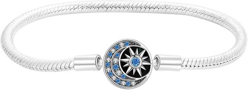 Butterfly Heart Stars and Moon Pattern Charms Bracelet Fit Charms 925 Sterling Silver with 5A Cubic Zirconia Basic Snake Chain Bracelet for Women Christmas Valentine Mother's Day Gift in Saudi Arabia