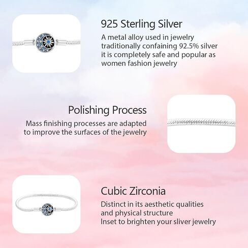 Butterfly Heart Stars and Moon Pattern Charms Bracelet Fit Charms 925 Sterling Silver with 5A Cubic Zirconia Basic Snake Chain Bracelet for Women Christmas Valentine Mother's Day Gift in Saudi Arabia