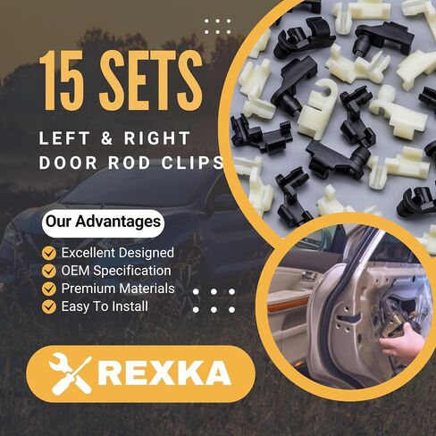 Rexka 10 Sets Door Handle Lock Rod Hood Latch Locking Push Clip Kit 5/32 Rod for GM Ford Chrysler Dodge Jeep Buick Cadillac Chevrolet Oldsmobile Pontiac Pickups Suvs in Saudi Arabia