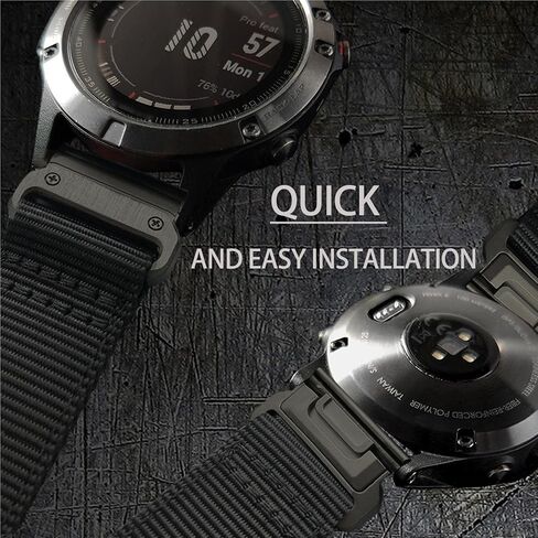 سوار ساعة 22 مم/ 26 مم لـ Garmin، حزام رياضي من النايلون متين للغاية وسريع التركيب لسلسلة fēnix/Forerunner/Approach/MARQ/quatix /D2 in Kuwait